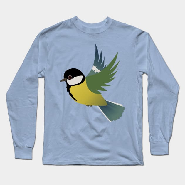 Flying great bird on a light blue background Long Sleeve T-Shirt by Bwiselizzy